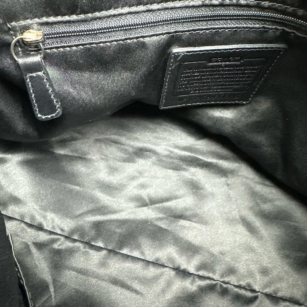 Coach Black Patent Inlaid Leather & Suede Cs Satchel Handbag - Picture 8 of 9